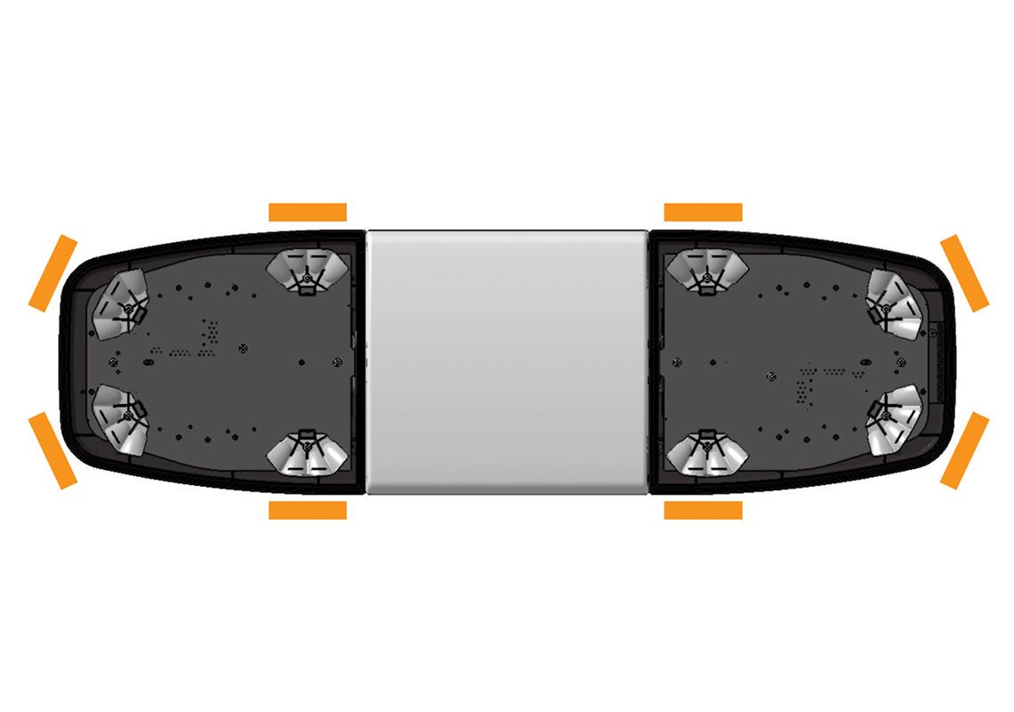 Extraflache LED- Gelb-Warnbalken Weißes Zentralmodul 950 mm